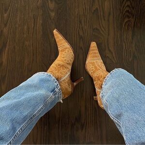 Via Spiaga Embroidered Suede Booties